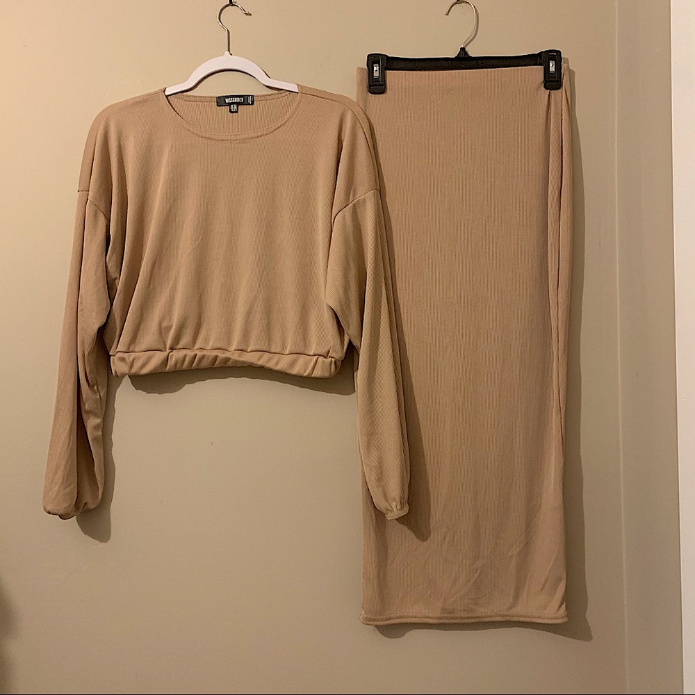 NWOT Missguided Crop Top and Midi Skirt Set